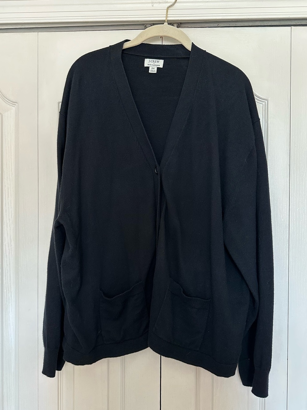 J. Crew Ladies Black Button-Front V-Neck Cardigan